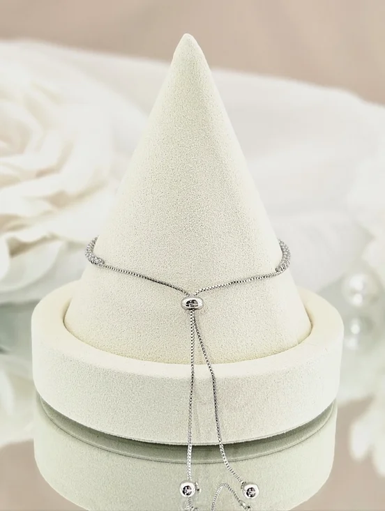 Adornia Bolo Tennis Bracelet Crystal Lined Sterling Silver Plated Preppy Boho - Picture 3 of 3